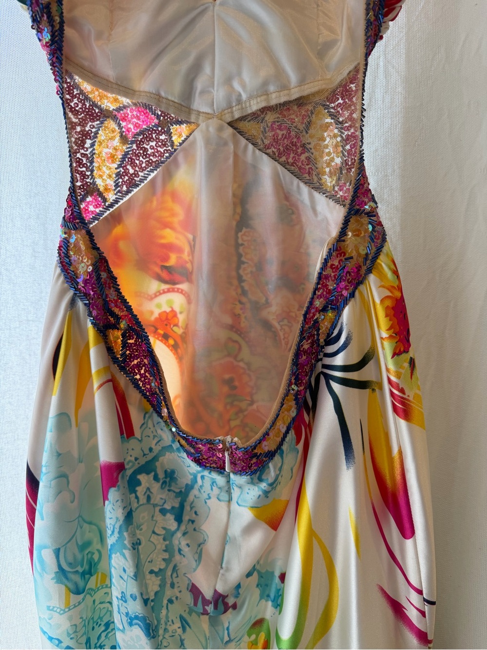 Jasz Couture Multicolor Halter Maxi Dress Embellished Hawaii Prom Womens 8 M/L - Picture 5 of 9